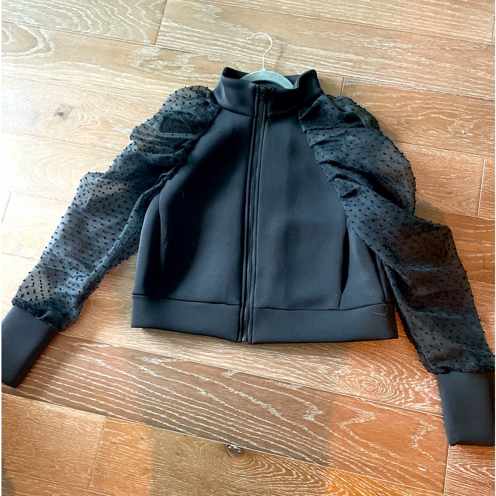 ZARA black lace and neoprene jacket